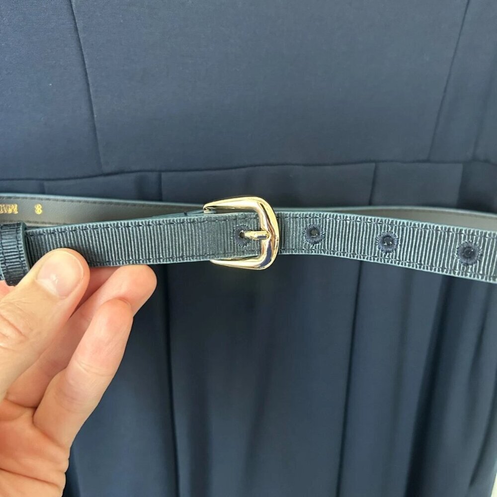 Brooks Brothers Women’s 8 Navy Belted Keyhole Ponte Sheath Dress Short Sleeve - Picture 4 of 10